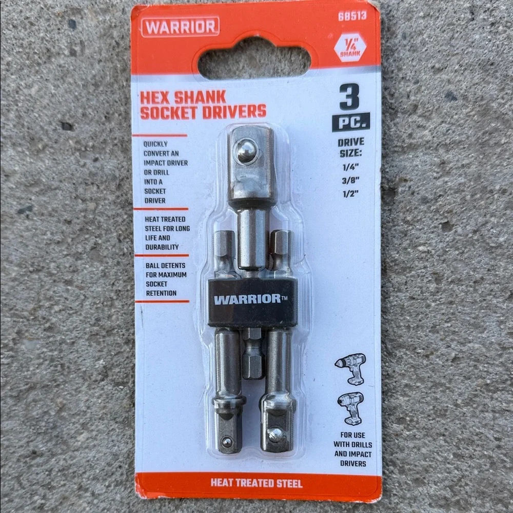 Warrior 3-Piece Hex Shank Socket Driver Set - Silver